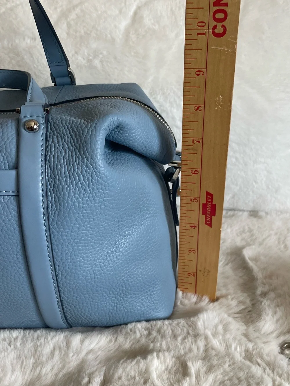 Michael Kors Slate Blue Pebbled Leather Satchel